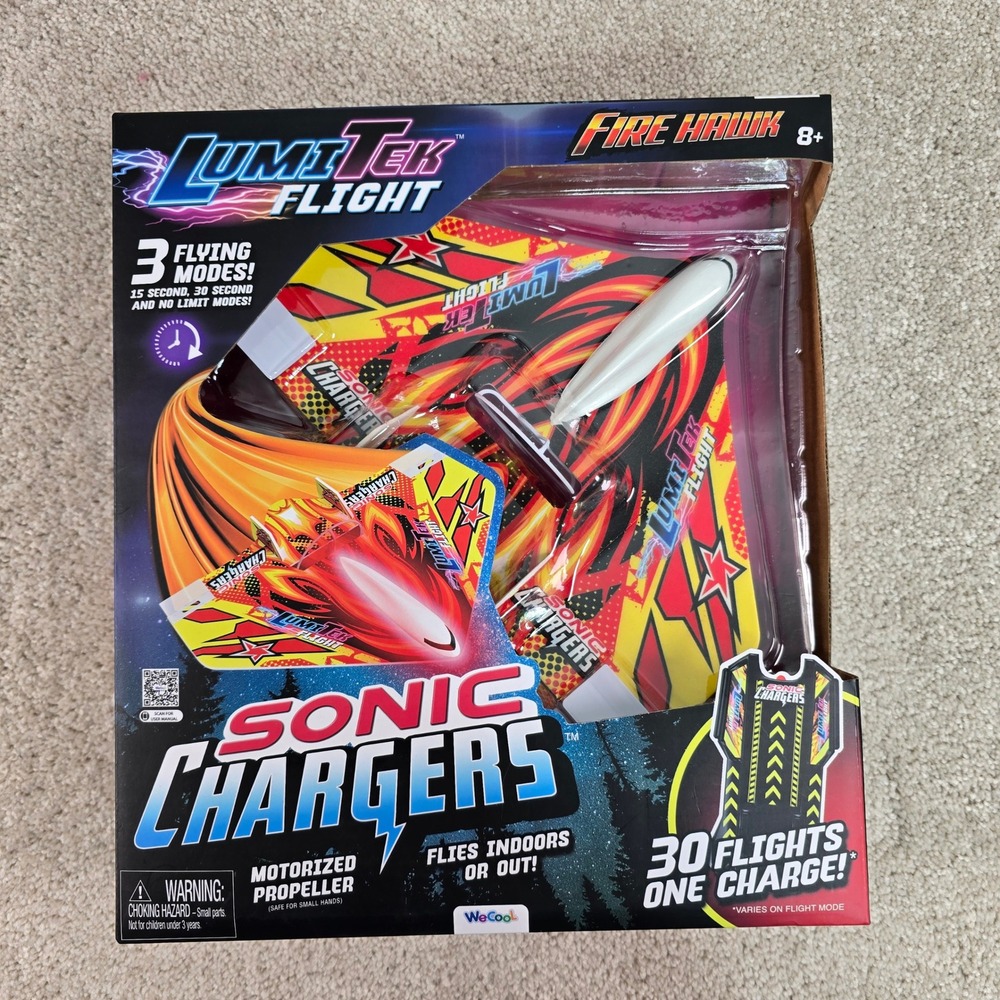 LumiTek Flight Sonic Chargers Fire‎ Hawk Motorized LED Stunt Plane WeCool New